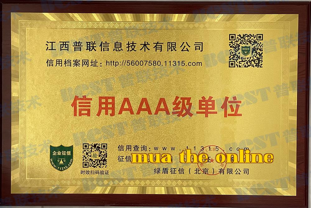 Đơn vị đạt hạng AAA về tín dụng Đơn vị đạt hạng AAA về tín dụng